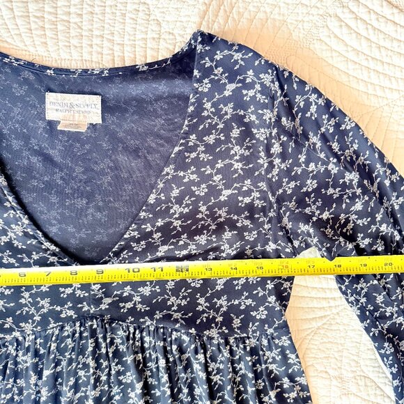 Denim & Supply Ralph Lauren Black & White Floral Babydoll Dress Size XS | Y2k - Picture 14 of 16